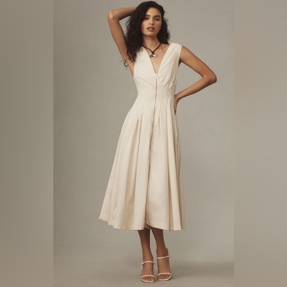 Anthropologie Dresses & Skirts - Anthropologie By Anthropologie Sleeveless V-Neck Corset Midi Dress